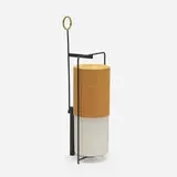 Table lamp by Angelo Lelii, c. 1959, enameled aluminum, enameled brass, frosted glass, brass, offered Mar 2024