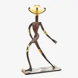 Dan Dailey, Standing Female Figurative Floor Lamp, 1999, cast and patinated bronze, anodized aluminum, Vitrolite, blown glass