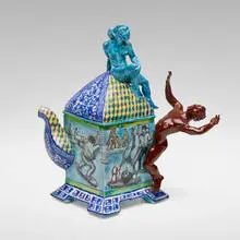 Ann Agee, Teapot, 1989, glazed earthenware
