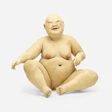 Peachy Grimace by Esther Shimazu, 2002, glazed stoneware and porcelain, sold May 2021