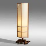 George Nakashima, Kent Hall floor lamp, 1986, American black walnut, walnut burl, holly, fiberglass