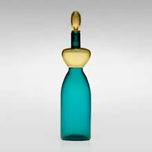 Bottle with stopper by Gio Ponti, 1948 / 1986, incalmo glass, sold Feb 2025