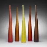 Laura Diaz Santillana, Bambu vases, set of five, 1998, hand-ground glass