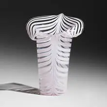 Tyra Lundgren, Calla vase, model 3861, 1948, transparent glass with lattimo decoration