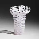 Tyra Lundgren, Calla vase, model 3861, 1948, transparent glass with lattimo decoration