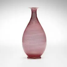 Lattimo Filigrana vase by Barovier and Toso, c. 1990, internally decorated glass with lattimo threads, sold Feb 2025