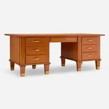 André Arbus, Desk, c. 1940, mahogany, embossed leather, gilt bronze