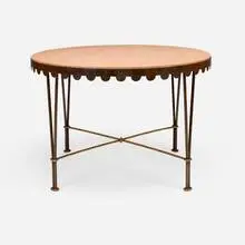 Gilbert Poillerat, Dining table, c. 1945, patinated and gilt wrought iron, marble