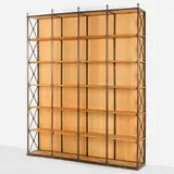 André Arbus and Gilbert Poillerat, Bookcase, c. 1955, patinated and gilt steel, oak