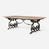 Raymond Subes, Dining table, c. 1950, patinated steel, marble, aluminum