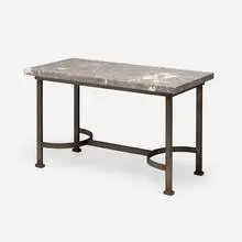 Console table by André Arbus and Gilbert Poillerat, c. 1945, marble, patinated wrought iron, sold Jan 2025