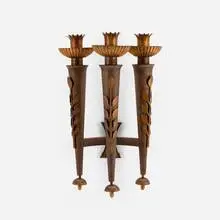 Gilbert Poillerat, Sconce for the restaurant at the Eiffel Tower, Paris, 1937, hand-hammered steel with applied patina, gilt steel