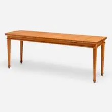 Maison Jansen, Drop-leaf console/dining table, c. 1930, fruitwood, brass