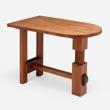 Charles Dudouyt, Rustic console table, c. 1940, oak, rope, brass-plated steel