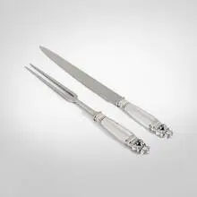 Johan Rohde, Acorn carving set, model 62, stainless steel, sterling silver