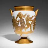 Jean Mayodon and Raymond Subes, Important vase, c. 1930, porcelain, gilt bronze, copper