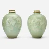 Vases with fish and seaweed, pair by Marcel Prunier for Manufacture Nationale de Sèvres, 1943, glazed porcelain, sold Jan 2025