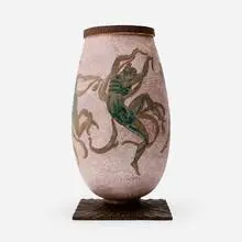 Jean Mayodon and Raymond Subes, Important vase, c. 1935, glazed stoneware, iron