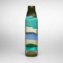 Monumental A Fasce Orizzontali vase by Fulvio Bianconi, c. 1950-56, glass with polychrome bands, sold Jan 2025