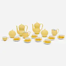 Melon mocha service by Josef Hoffmann, 1929, glazed porcelain, sold Jan 2025