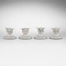 Charles Edwin Turner, George V novelty imp's head menu holders, set of four, silver