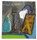 Horst Antes, Ohne Titel, 1964, Aquarell und Gouache über Kupferstich auf Papier, auf festes Papier aufgezogen