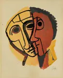 Karl Hofer, Zwei Männerköpfe. 1950er Jahre
