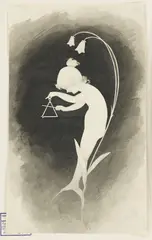 Glockenblumenelfe by Karl Wilhelm Diefenbach, Pinsel in Schwarz und Grau sowie Bleistift auf Papier, sold Nov 2016