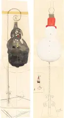 Patrick Van Caeckenbergh, Entwurf für Torso (1) / Entwurf für Torso (2), 1999, Aquarell, Blei- und Filzstift auf Velin, auf Karton collagiert