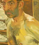 Johannes Grützke, Selbstportrait / Nackt von Brustwarze bis Braue