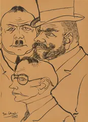 Josef Scharl, Köpfe, 1928, Tuschfeder in Schwarz auf Papier