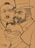 Josef Scharl, Köpfe, 1928, Tuschfeder in Schwarz auf Papier