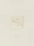 Joseph Beuys, Hirsch und Hut, 1982, Radierung und Kaltnadel auf dünnem Papier, auf Bütten gewalzt