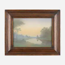 Lenore Asbury, Scenic Vellum plaque, 1919, glazed earthenware