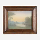 Lenore Asbury, Scenic Vellum plaque, 1919, glazed earthenware