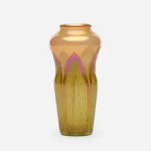 Vase by Tiffany Studios, c. 1908, hand-blown Favrile glass, sold May 2021