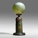 Tiffany Studios, Important Dandelion lamp, 1900, hand-blown Favrile glass, hammered and patinated copper