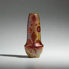 Amédée de Caranza, Lustre vase, c. 1900, acid-etched and iridized cameo glass