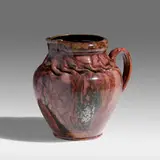 Exceptional and Large pitcher by George E. Ohr, 1897-1900, glazed earthenware, sold May 2021