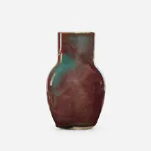 Experimental vase by Hugh C. Robertson for Dedham Pottery, 1896-1908, oxblood glazed stoneware, sold May 2021