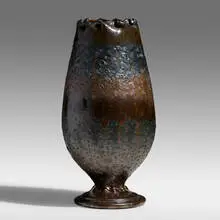 Exceptional and Large coupe by George E. Ohr, 1897-1900, glazed earthenware, sold May 2021