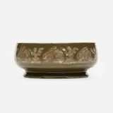 Early bowl with rabbits by Hugh C. Robertson for Dedham Pottery, 1898, glazed stoneware, sold May 2021
