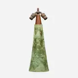 Fulper Pottery for Gustav Stickley, Rare Vasekraft lamp base, c. 1912-16, Cucumber Crystalline glazed earthenware, wood, metal