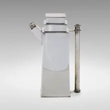 Rare Skyscraper cocktail pitcher by Louis W. Rice, c. 1928, electroplated nickel silver, sold May 2021