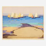 Tod Lindenmuth, The Fishing Fleet, linocut in colors