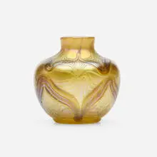 Vase by Tiffany Studios, c. 1902, hand-blown Favrile glass, sold May 2021