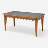 Maxime Old, Dining table, 1940, cerused oak, slate, brass