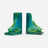 Auguste Houillon for Amalric Walter, Dolphin bookends, pair, c. 1930, pâte de verre