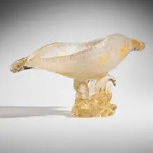 Rugiadoso centerpiece by Ercole Barovier, c. 1940, glass with gold inclusions, sold Jan 2025