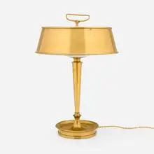 André Arbus, Table lamp, c. 1945, gilt bronze, frosted glass